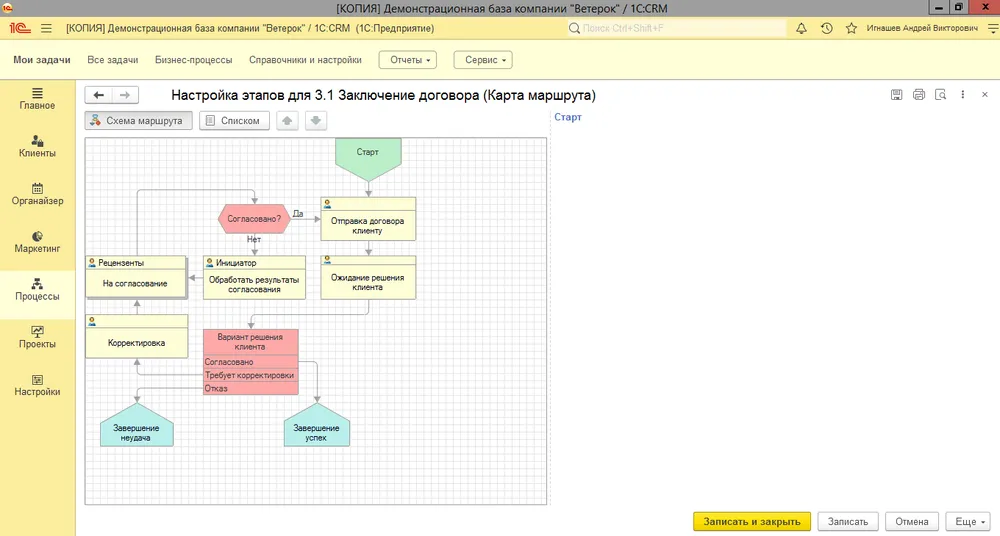 Настройка бизнес-процесса в 1С:CRM